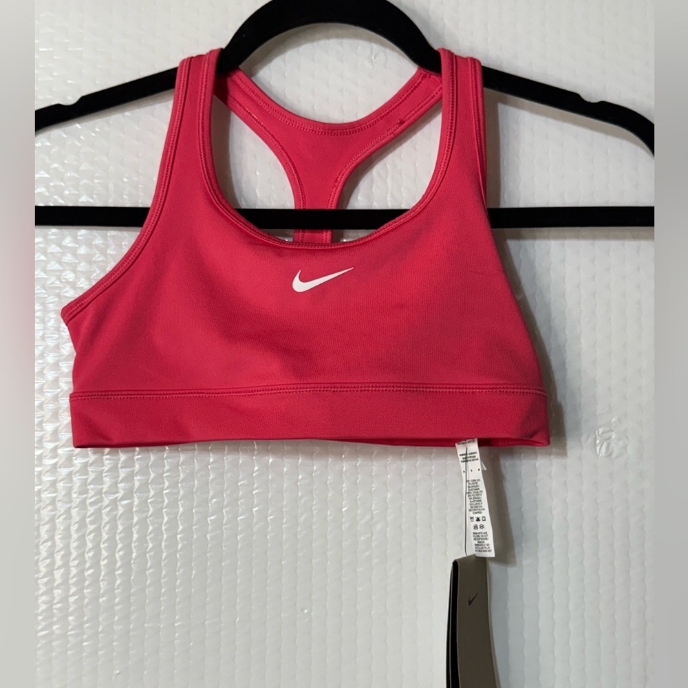 NWT NIKE Girls Size M- Pro Dri-Fit Swoosh Sports Bra - FJ7161 - Color Dark Pink